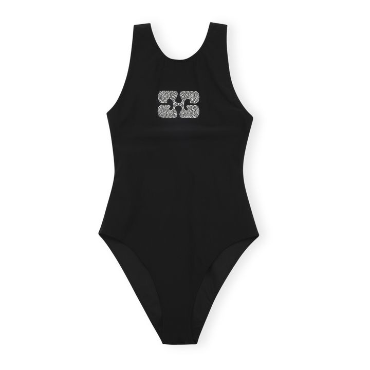 Ganni Sporty Recycled Material Onepiece Swimsuit Black Smallable