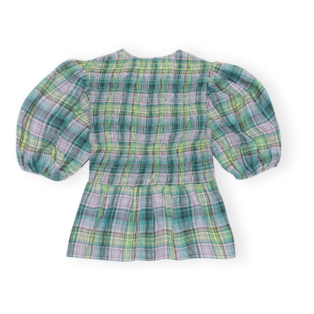 Organic Cotton Crepe Check Blouse | Verde