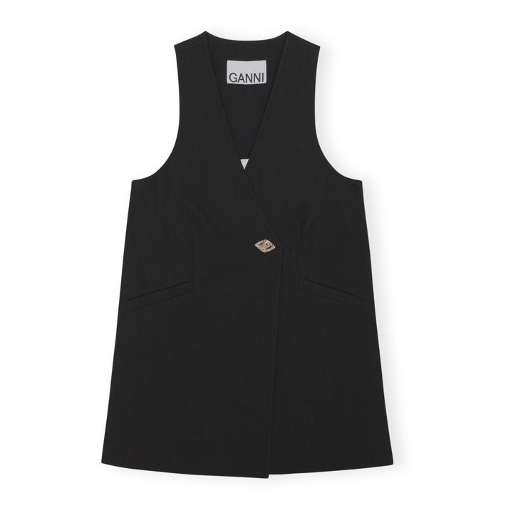 Organic Cotton Sleeveless Suit Jacket | Schwarz- Produktbild Nr. 0