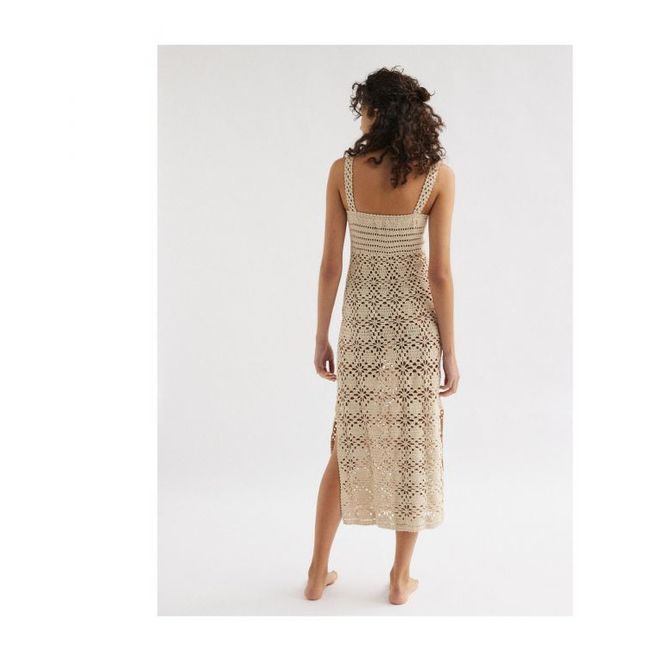 Edith Crochet Midi Dress | Avorio