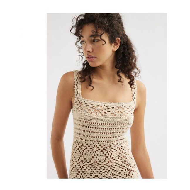 Edith Crochet Midi Dress | Avorio