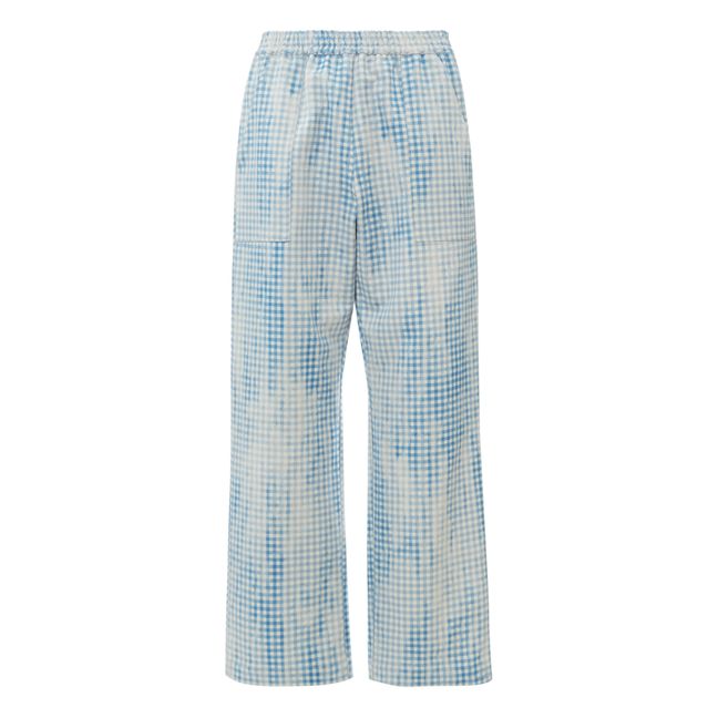 Pantalon Achille Carreaux Coton et Lin | Azure blue