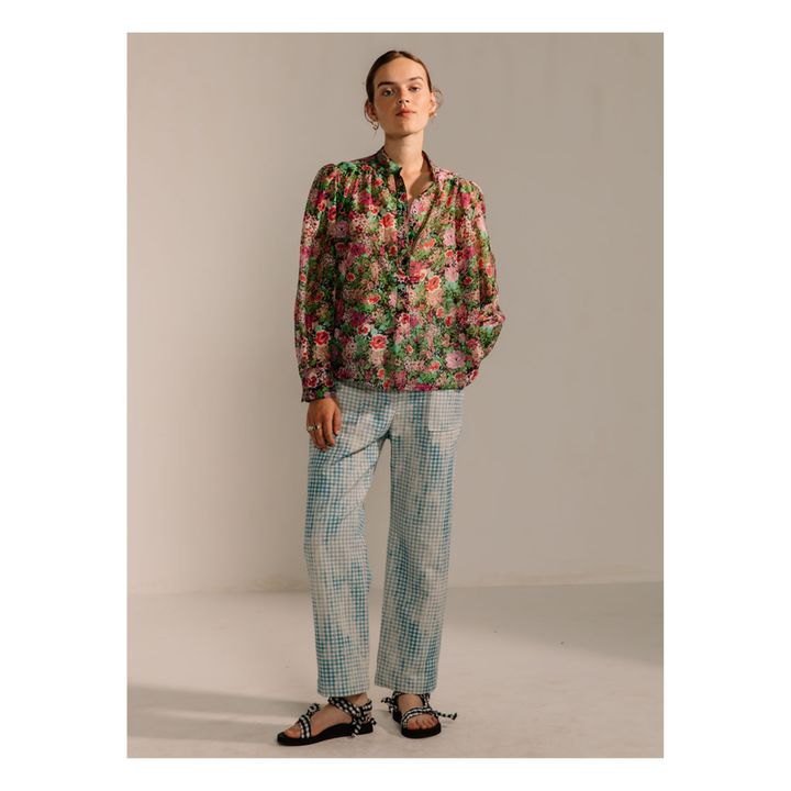 Pantalones elásticos de algodón y lino | Azul Mar- Imagen del producto n°1