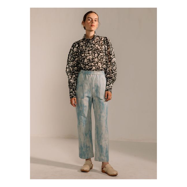 Pantalones elásticos de algodón y lino | Azul Mar