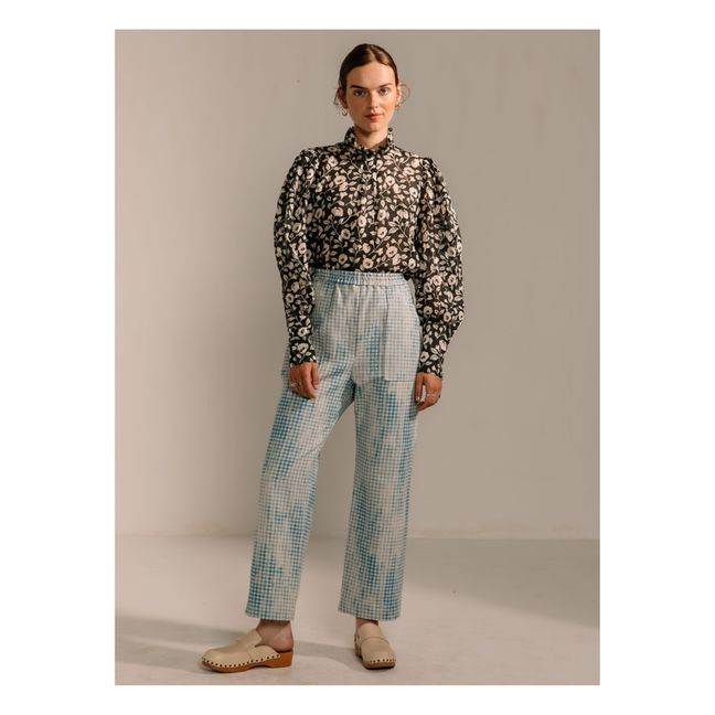 Pantalones elásticos de algodón y lino | Azul Mar