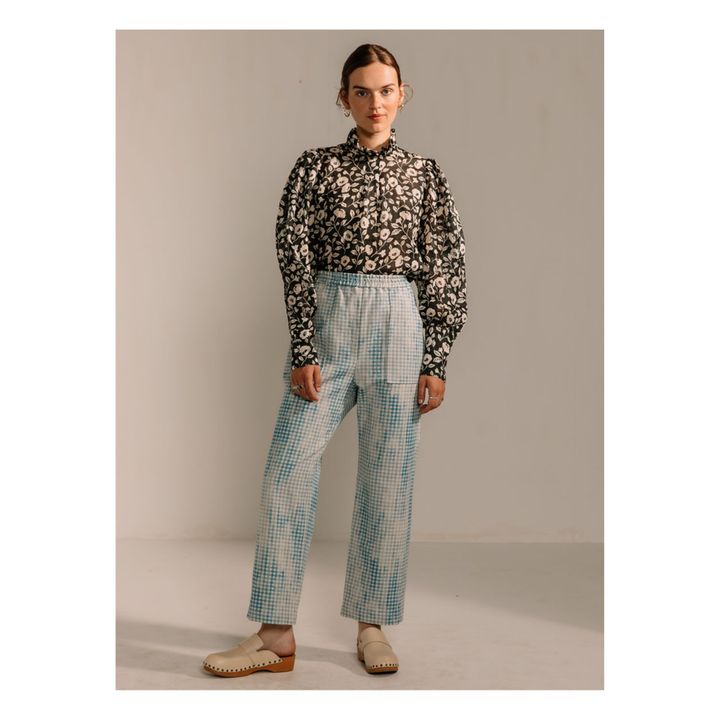 Pantalones elásticos de algodón y lino | Azul Mar- Imagen del producto n°3