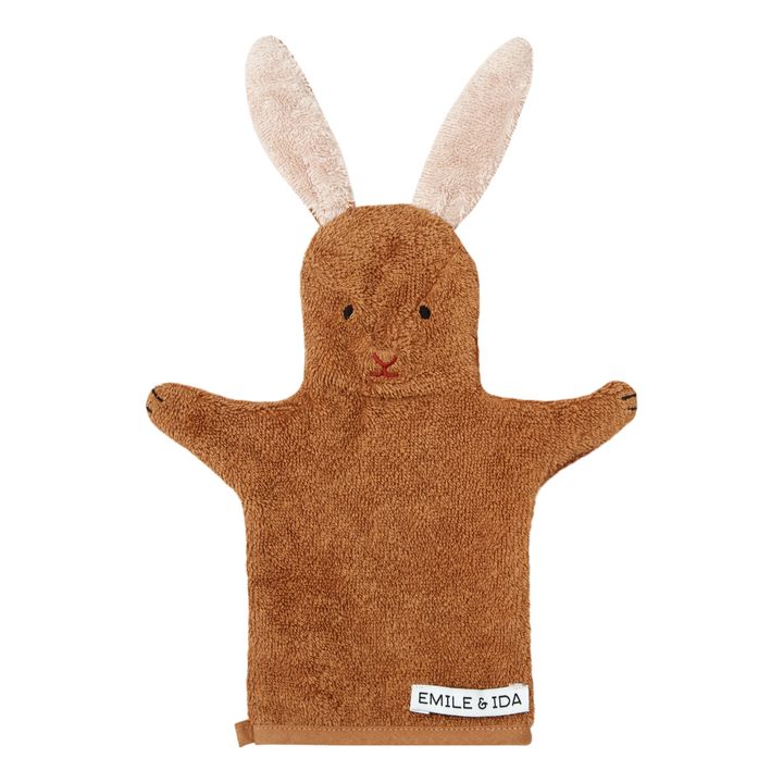 Guante de aseo de tela de toalla con forma de conejo | Caramelo- Imagen del producto n°0