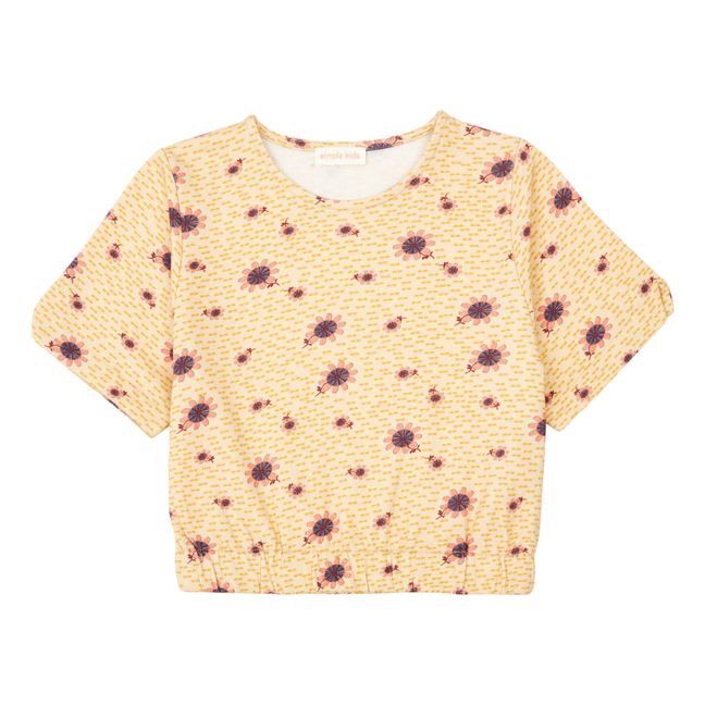 Sudadera corta con estampado de flores | Amarillo palo