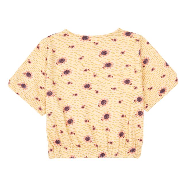 Sudadera corta con estampado de flores | Amarillo palo
