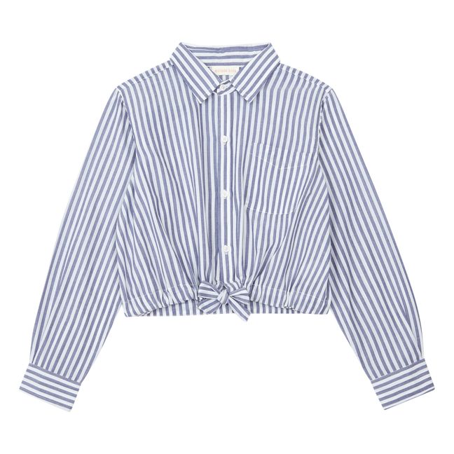 Camisa a rayas con nudo delantero Shaker | Azul Marino