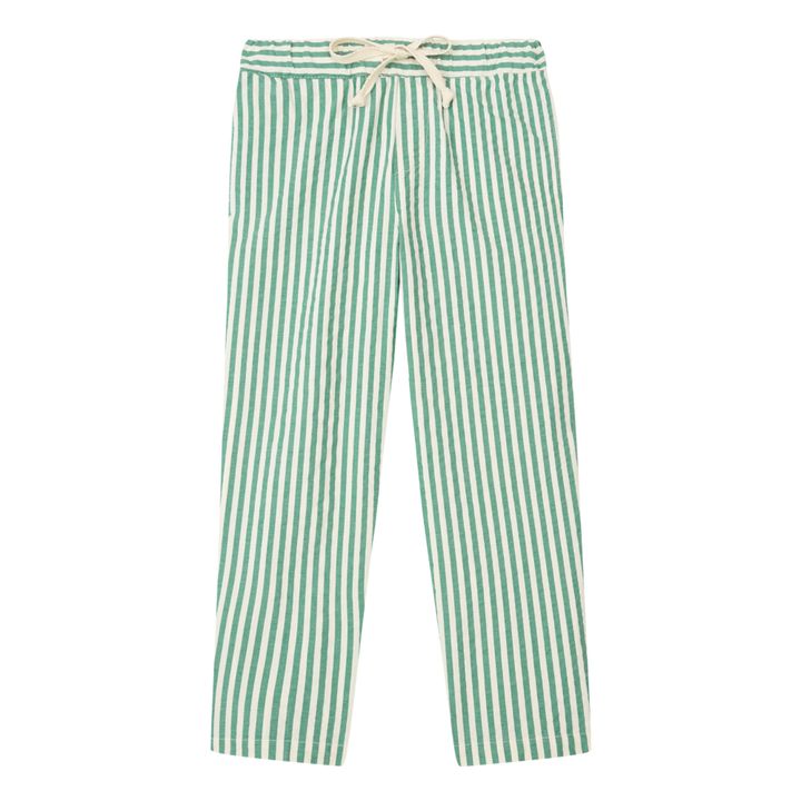 Pantalones Seersucker a rayas | Verde- Imagen del producto n°0