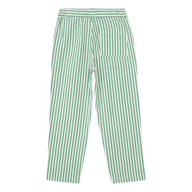 Pantalon Seersucker Rayé | Grün
