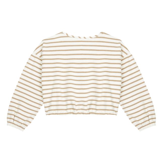 Striped Lurex Cropped Sweater | Ecru
