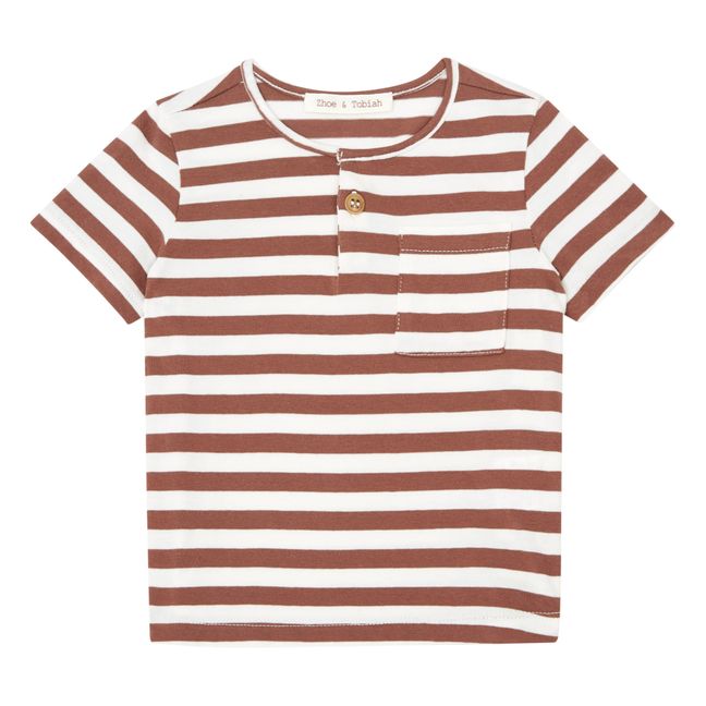 Striped T-Shirt with Pocket | Camel