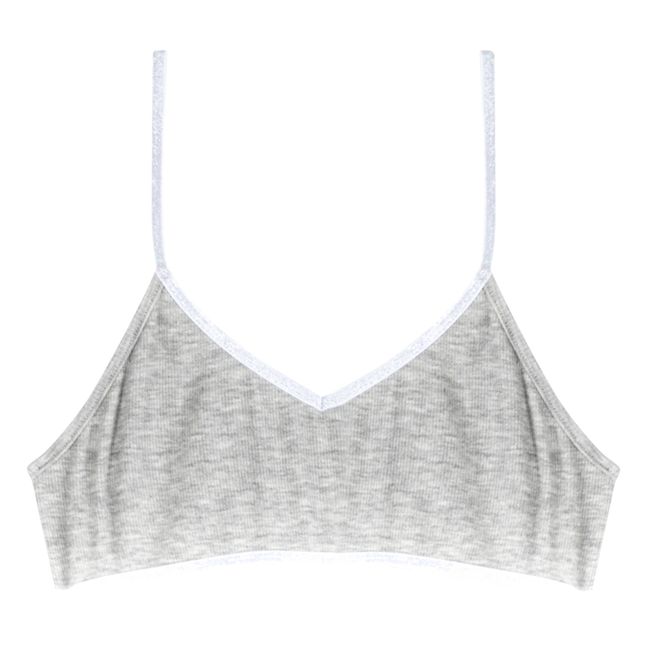 Avril Ribbed Jersey Bralette | Heather grey