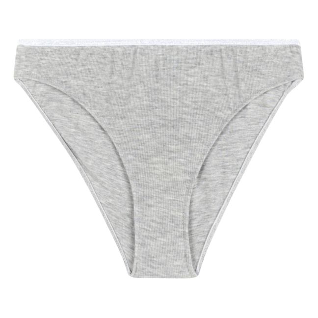 Emma Ribbed Jersey Panties | Grau Meliert