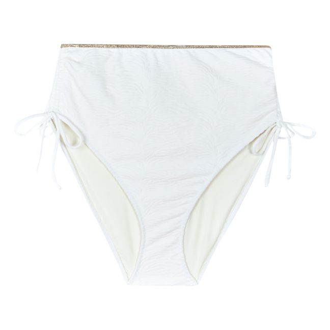 Mona High-Waisted Zebra Print Bikini Bottoms | White