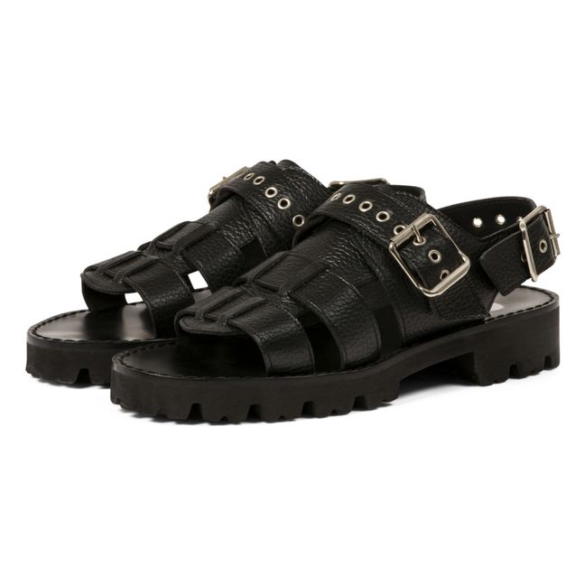 Sandales Land Cuir Grainé | Noir