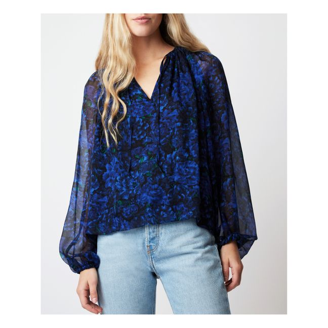 Twins Muse Silk Blouse | Azul Noche