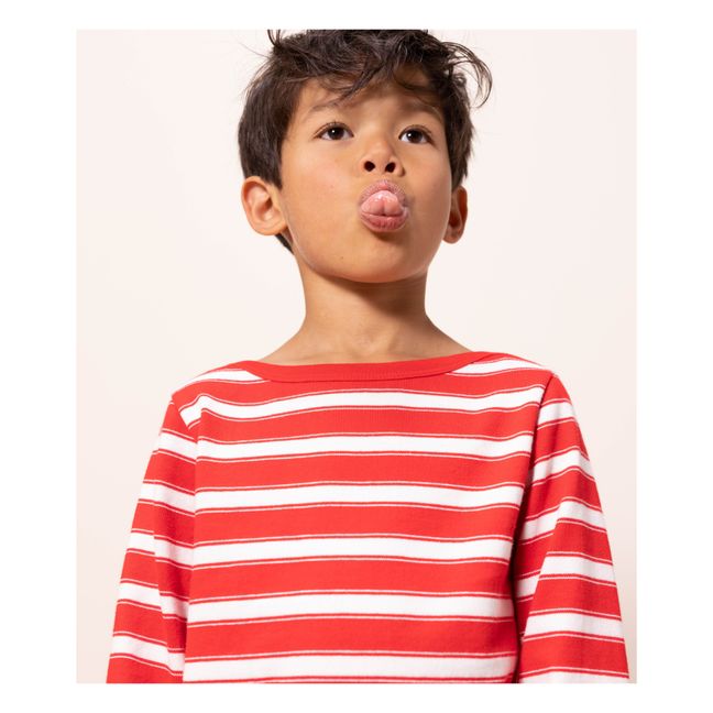 Thick Cotton Nautical Pullover | Red
