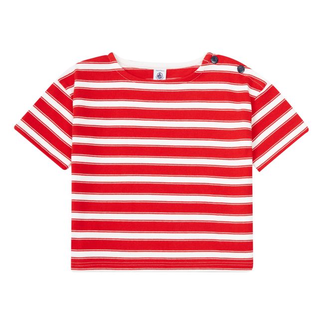 Camiseta a rayas de algodón orgánico gruesa | Rojo