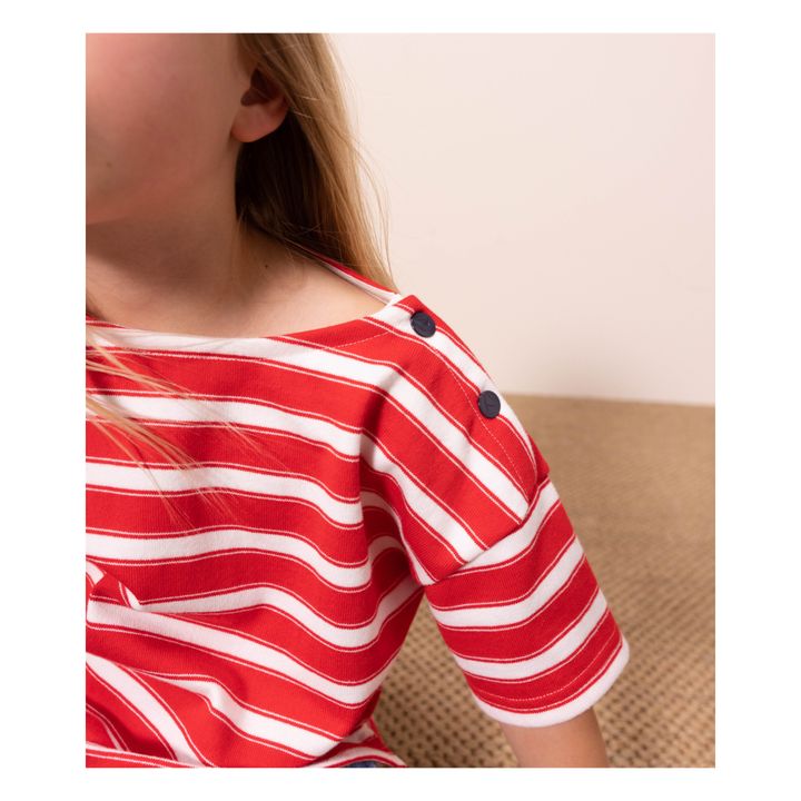 Camiseta a rayas de algodón orgánico gruesa | Rojo- Imagen del producto n°2