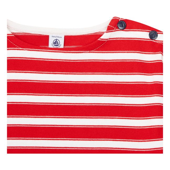 Camiseta a rayas de algodón orgánico gruesa | Rojo