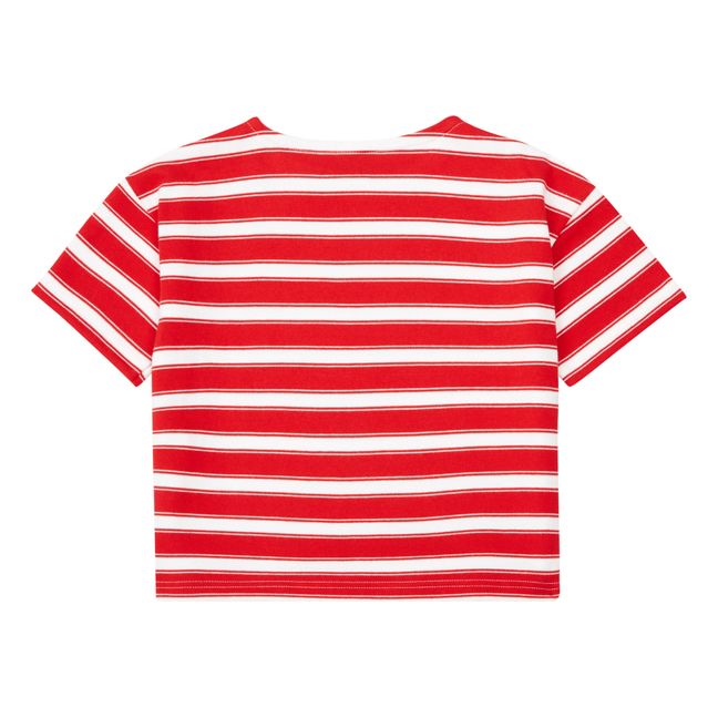 Striped Organic Cotton Thick T-shirt | Red