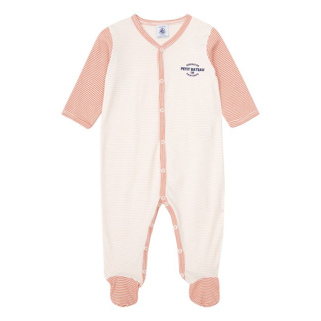 Patterned Organic Cotton Footed Pyjamas | Pink