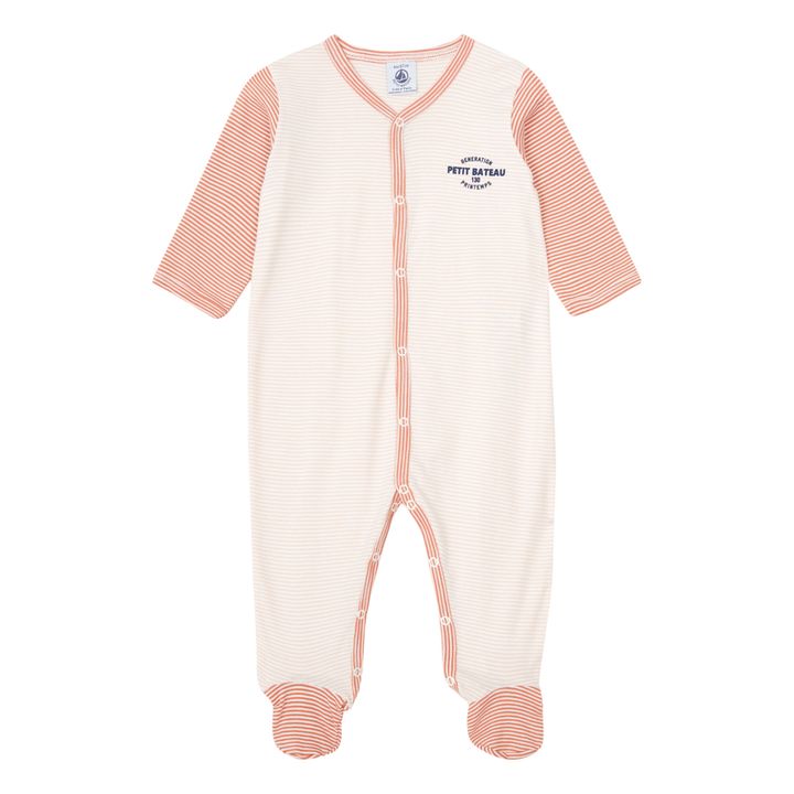 Patterned Organic Cotton Footed Pyjamas | Pink- Product image n°0