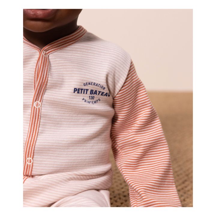 Pyjama avec Pieds Imprimé Coton Bio | Rose- Image produit n°2