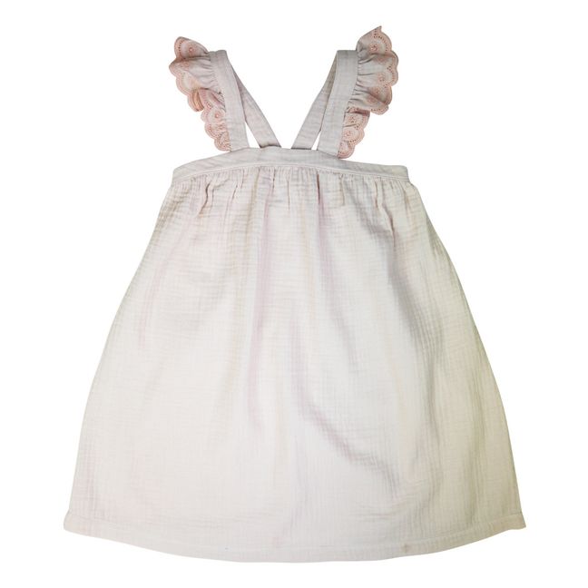 Robe à Bretelles Gaze de Coton Bio Flounce | Rose pâle