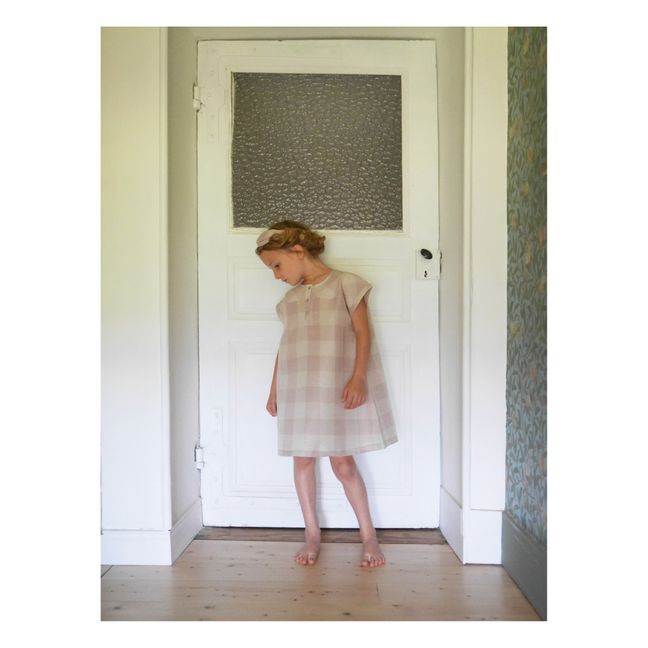 Vestido de cuadros de lino | Rosa Palo