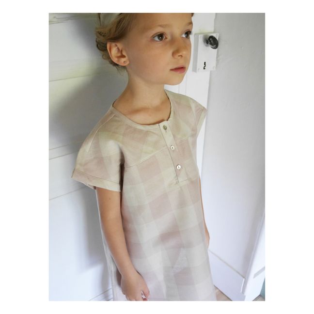 Checked Linen Dress | Rosa chiaro