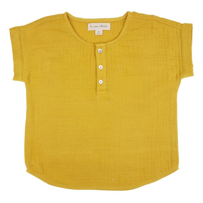 Kurta Gaze de Coton Bio | Jaune moutarde