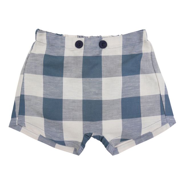 Checked Linen Harem Shorts | Blau