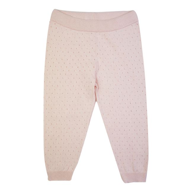 Legging Maille Coton Recyclé Ajouré | Rose pâle