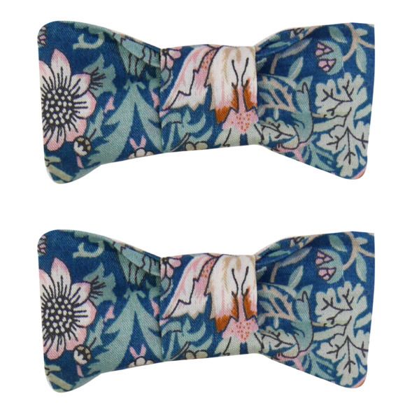 Set 2 Barrettes Noeuds Liberty | Bleu canard