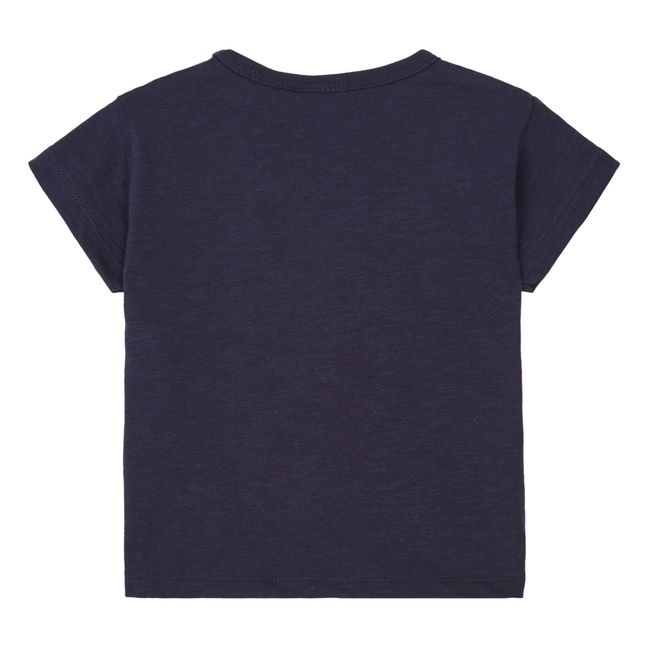 Organic Cotton Slub Jersey Short Sleeve T-shirt | Navy blue