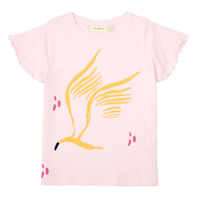 T-Shirt Oiseau Coton Bio | Rose pâle