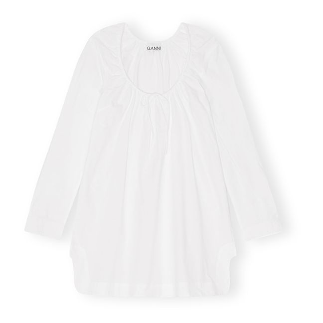 Organic Poplin Cotton Dress Square Neck | Blanco