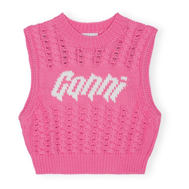Pull Sans Manches Crop Torsadé | Rose bonbon