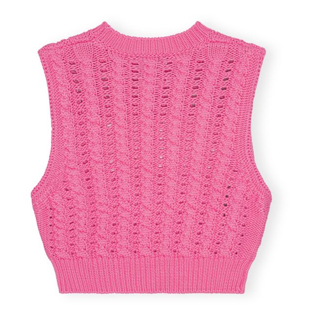 Cable Knit Sleeveless Cropped Sweater | Rosa Bombón