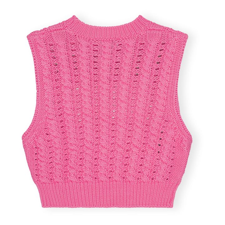 Cable Knit Sleeveless Cropped Sweater | Rosa confetto- Immagine del prodotto n°2