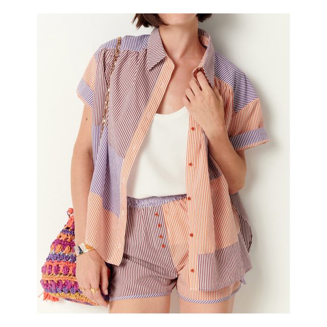 Short Carnon Rayures | Orange