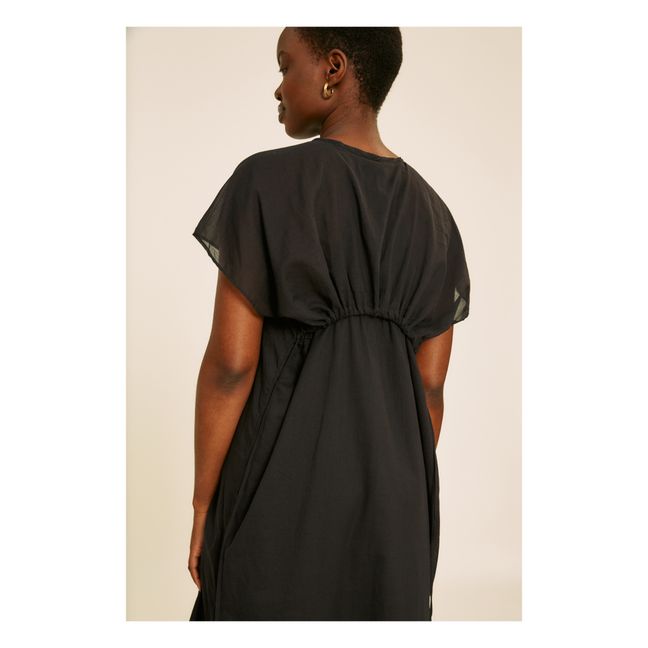 Calis Cotton Voile Dress | Schwarz