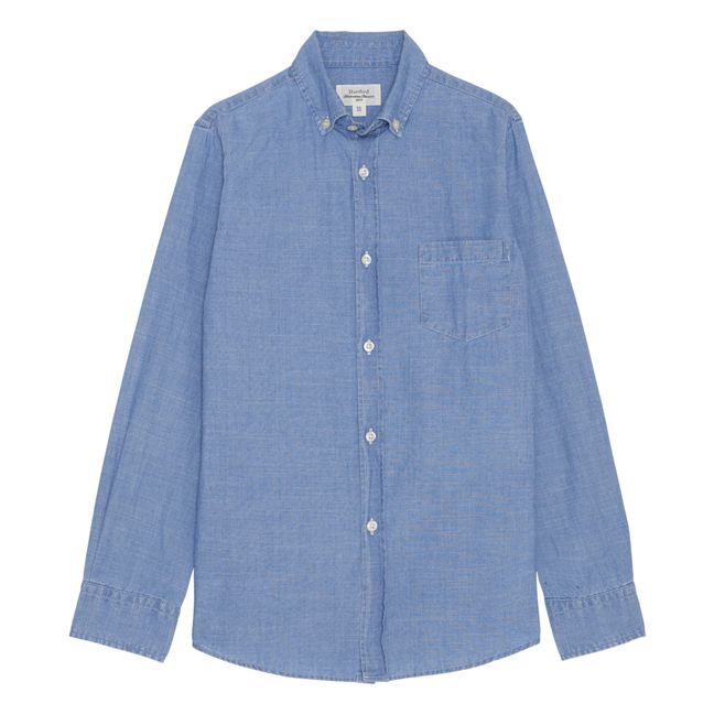 Pitt Cotton Chambray Shirt | Blu  indaco