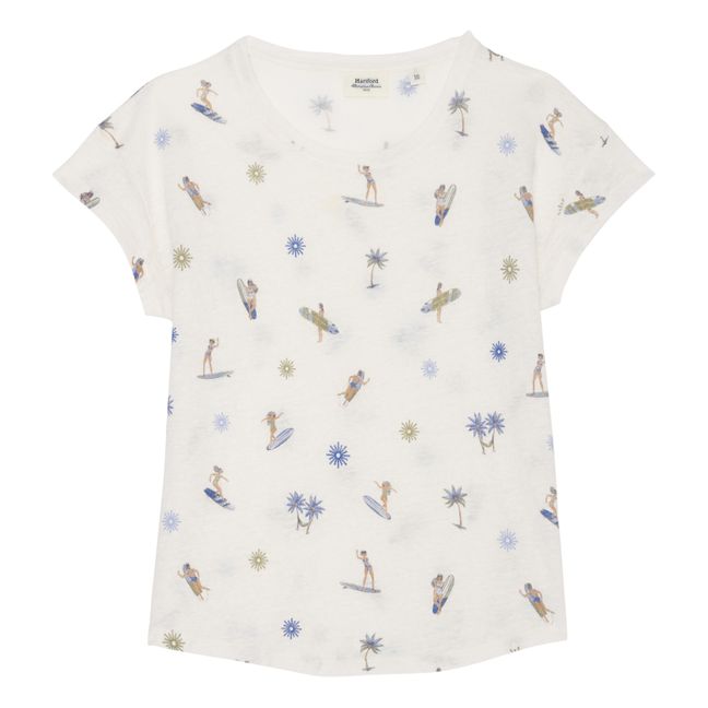 Tomoa Wave Linen T-Shirt | Crema