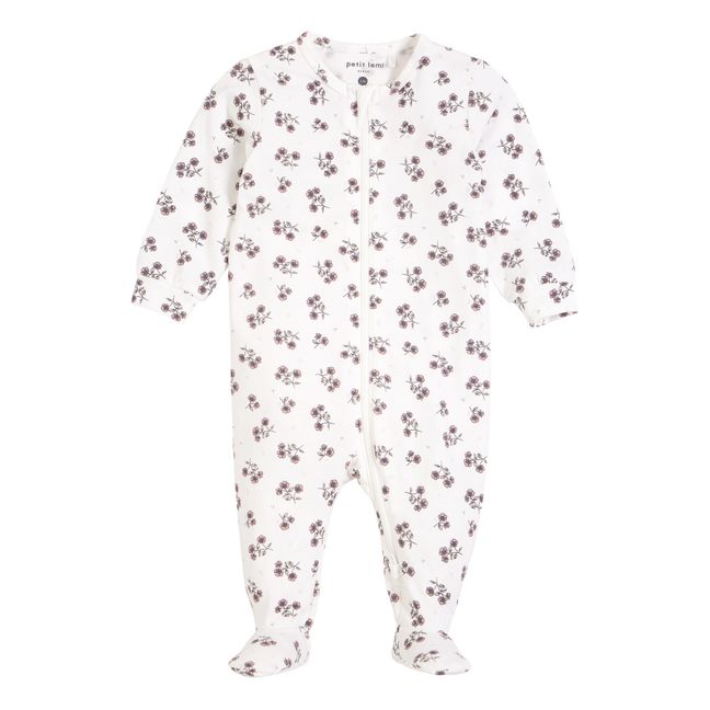 Organic Cotton One-Piece Pajamas Poppies | Ecru