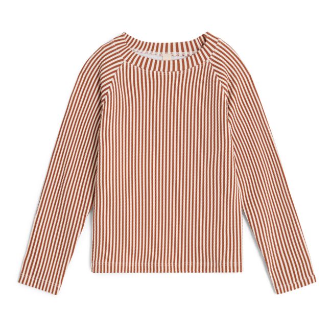 Anti UV Striped T-Shirt | Rostfarben